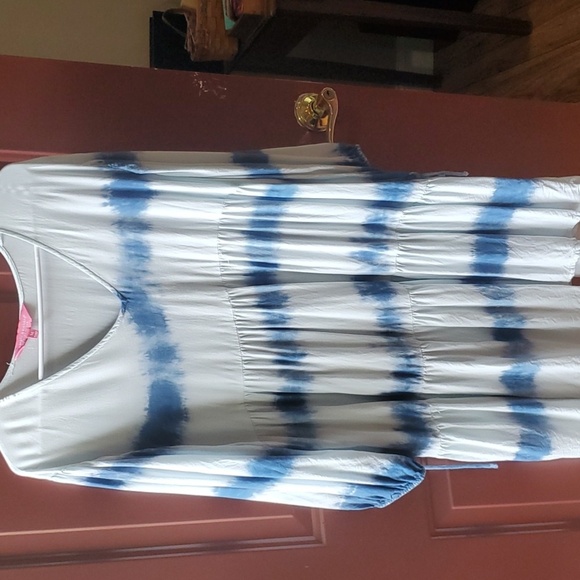 Simply Southern Dresses & Skirts - Simply Southern Blue Tie Dye and White Dress Long Sleeve Med⁹